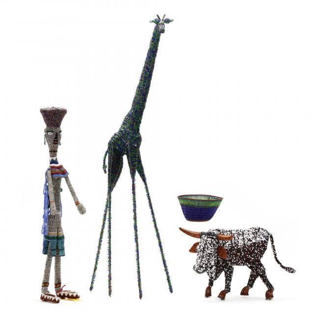 FOUR EXAMPLES OF AFRICAN BEADWORK