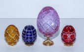 FOUR FABERGE GLASS EGGS Modern