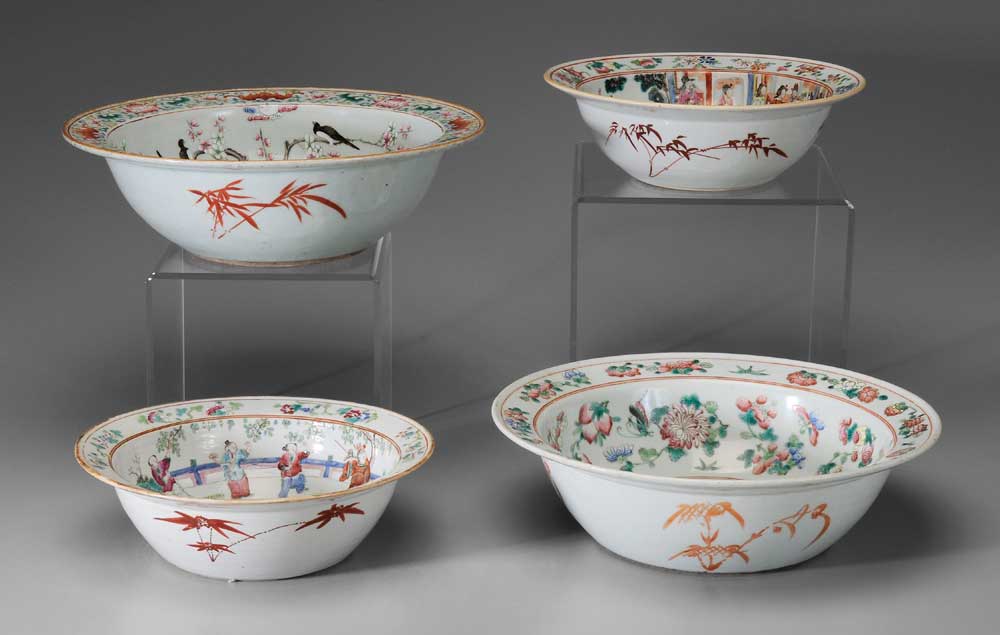 Four Famille Rose Porcelain Bowls