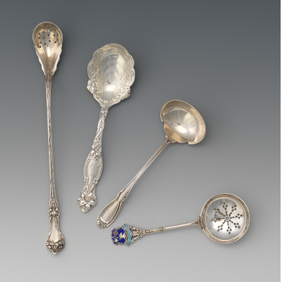 Four Fancy Silver Serving