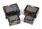 FOUR FAUX TORTOISESHELL BOXESF