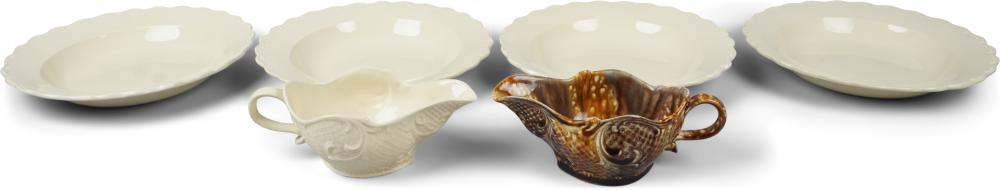 FOUR FEATHERED EDGE CREAMWARE