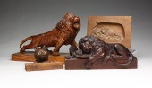 FOUR FELINE CARVINGS. Late 19t