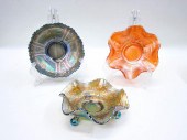 FOUR FENTON CARNIVAL GLASS BOW