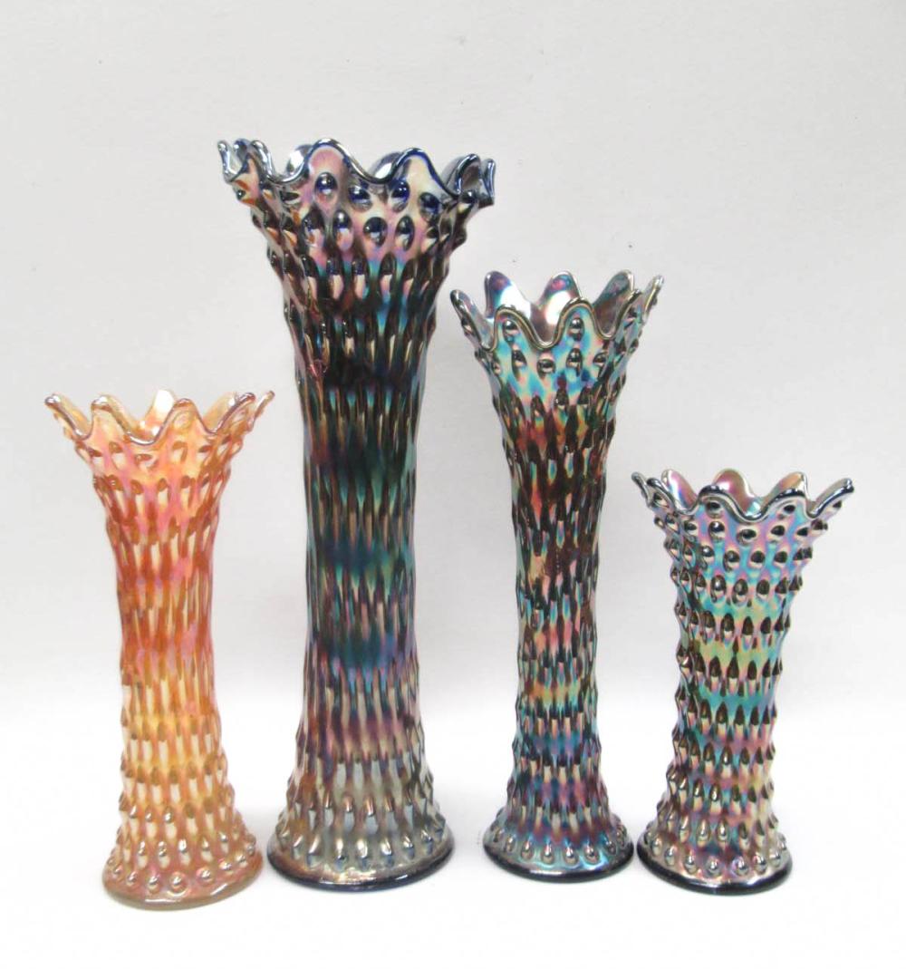 FOUR FENTON "RUSTIC" CARNIVAL GLASS