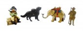 FOUR FIGURAL CAST METAL BANKS