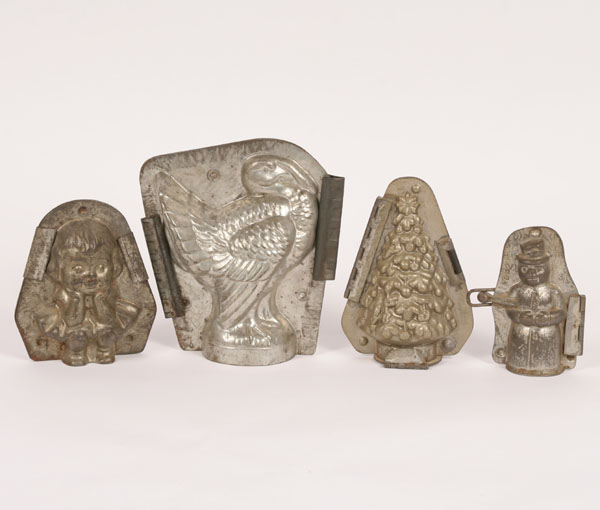 Four figural hinged chocolate/candy