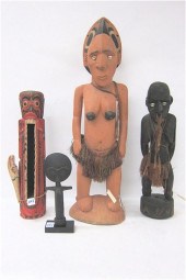 FOUR FIGURAL TRIBAL WOOD CARVI