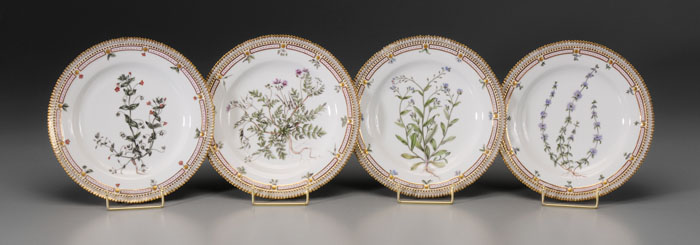Four Flora Danica Plates Danish,