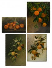 FOUR FLORIDA ORANGE PAINTINGS:
