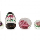 Four Flower Glass Paperweights