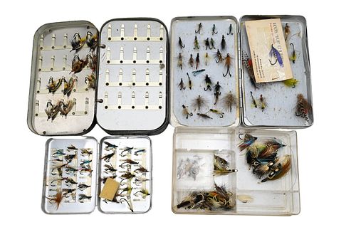 FOUR FLY BOXES OF SALMON