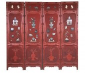 FOUR-FOLD CHINESE CINNABAR/BLA
