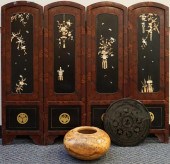FOUR-FOLD TABLE SCREEN WITH AN