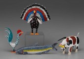 Four Folk Art Animals and Fish