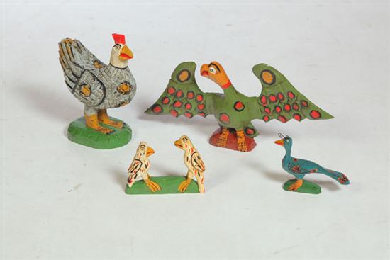 FOUR FOLK ART BIRDS.  American 