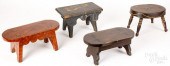 FOUR FOOTSTOOLS 19TH/EARLY 20T