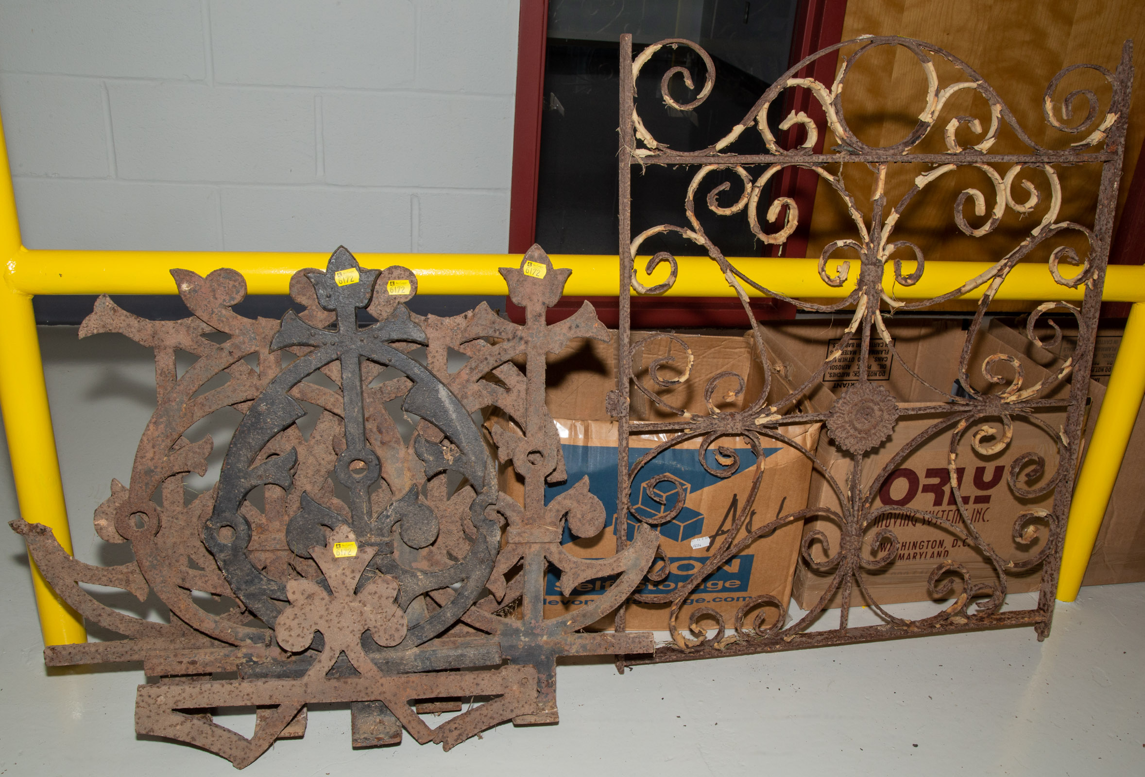 FOUR FRAGMENTS IRON ROOF CREST;