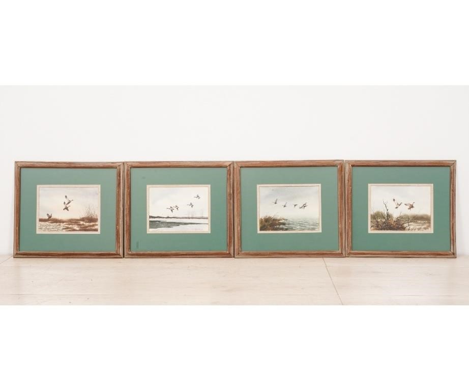 Four framed and matted