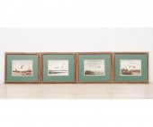Four framed and matted waterco