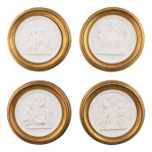 Four Framed Biscuit Porcelain