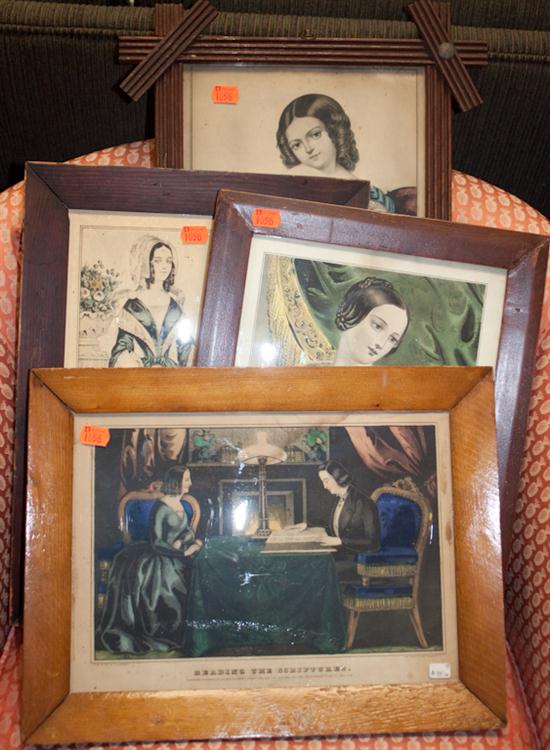 Four framed color prints 19th