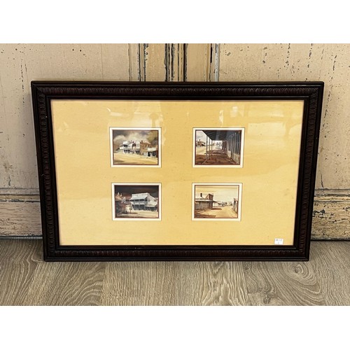Four framed coloured prints,