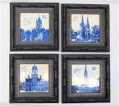 FOUR FRAMED DELFT BLUE & WHITE