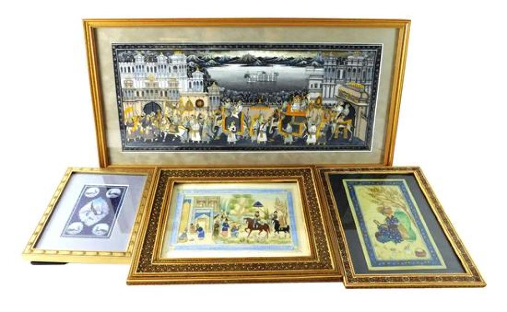 FOUR FRAMED EASTERN PAINTINGS,
