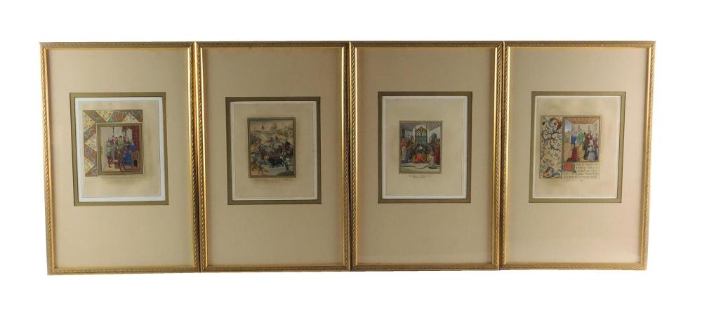 FOUR FRAMED ENGLISH ILLUMINATED