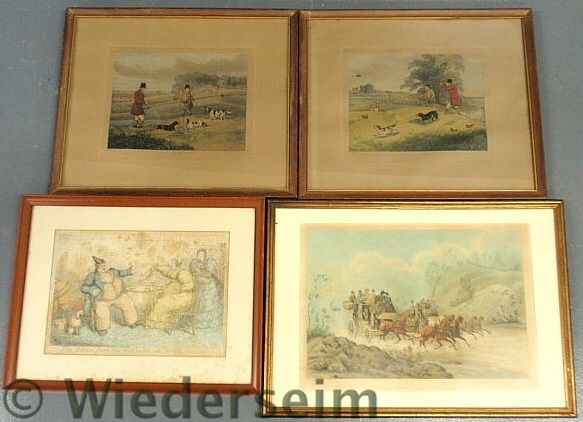 Four framed English prints two