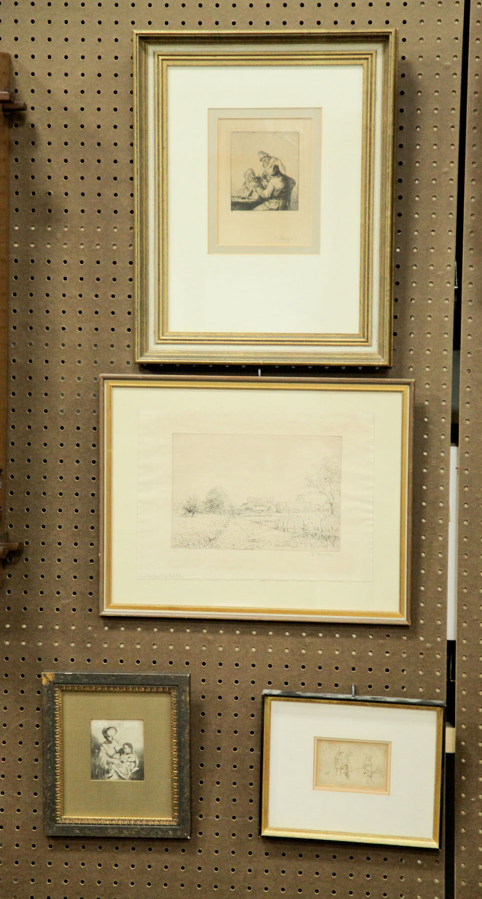 FOUR FRAMED ETCHINGS.  European 