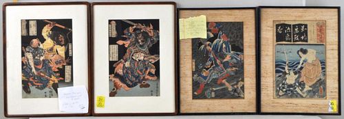 FOUR FRAMED JAPANESE W/B