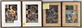 FOUR FRAMED JAPANESE W/B PRINT