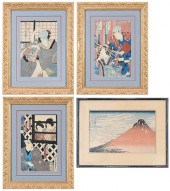 FOUR FRAMED JAPANESE WOODBLOCK