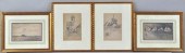 FOUR FRAMED LANDSCAPE DRAWINGS