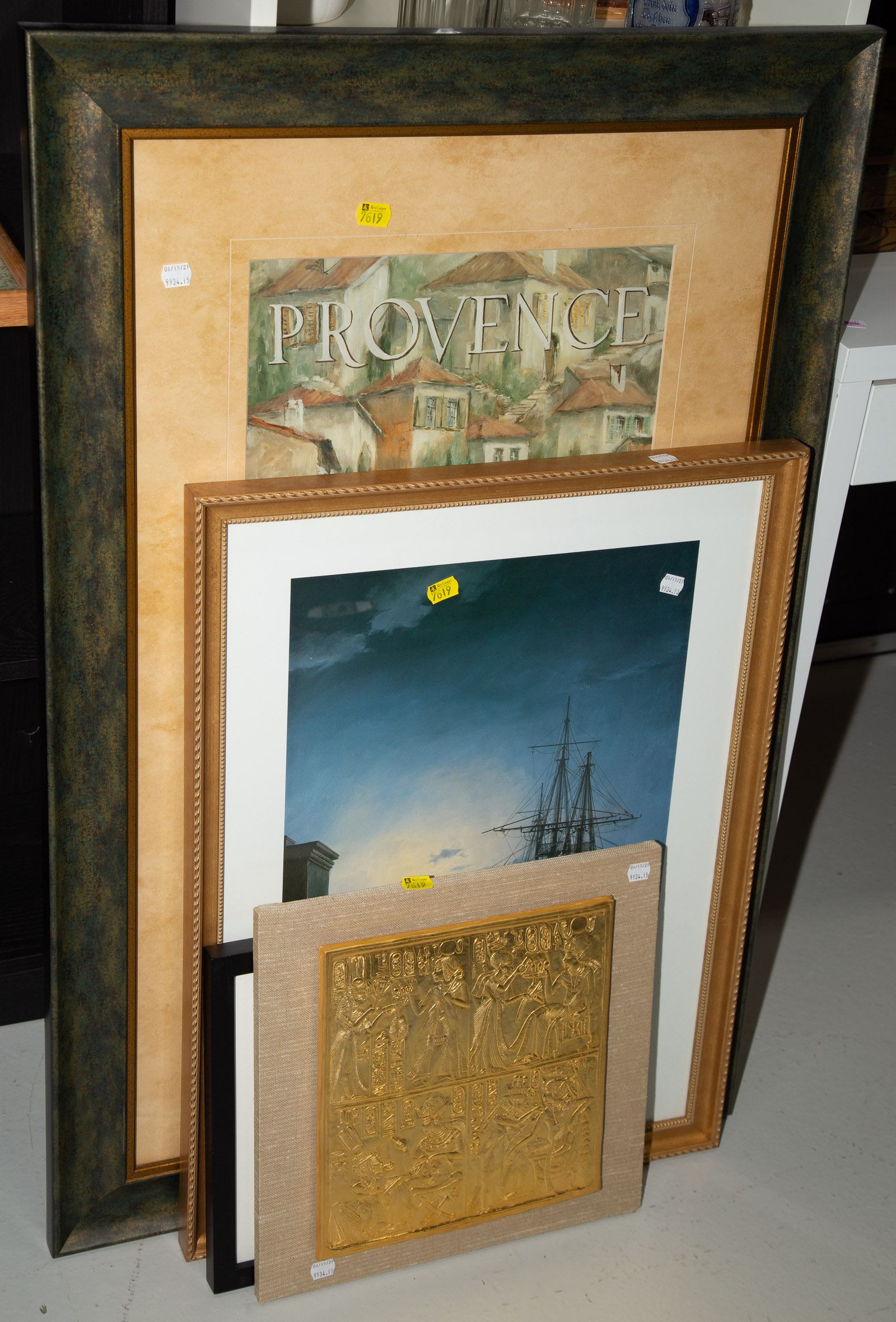 FOUR FRAMED MODERN ARTWORKS .