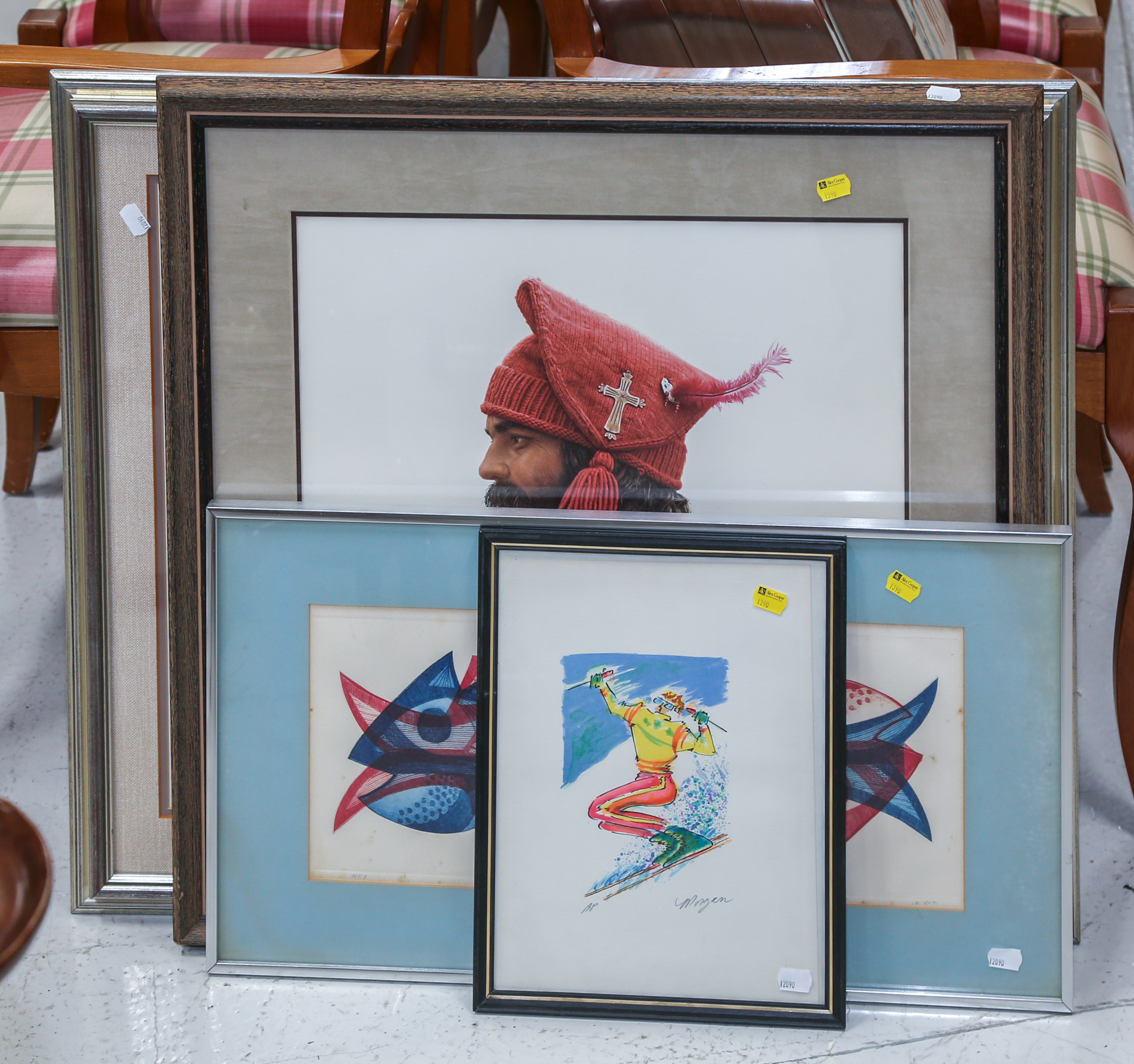 FOUR FRAMED MODERN ARTWORKS