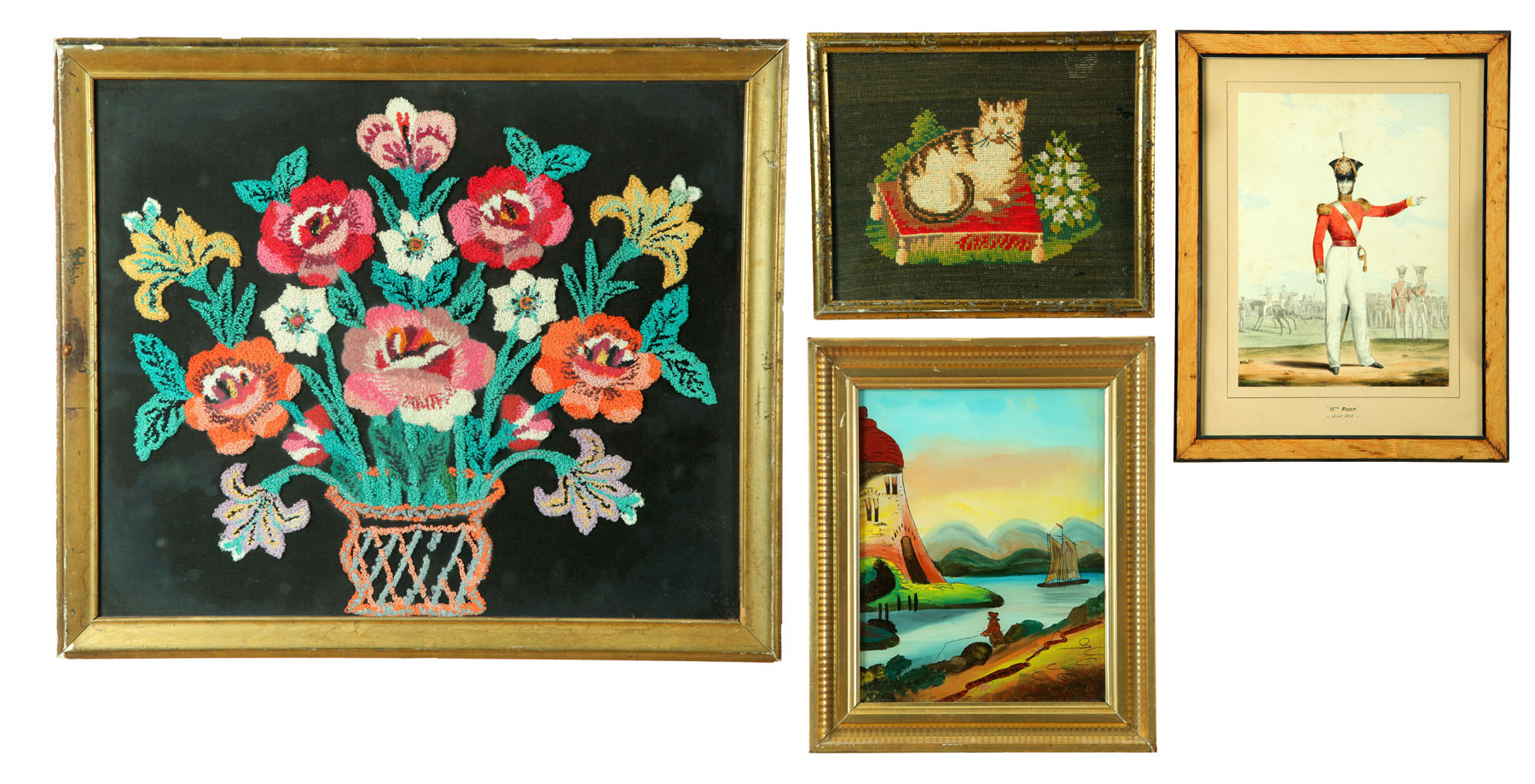 FOUR FRAMED PIECES.  American and
