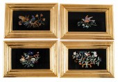 FOUR FRAMED PIETRA DURA PLAQUE
