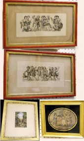 Four framed prints featuring c