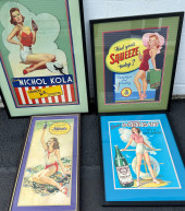 FOUR FRAMED SODA ADVERTISING S