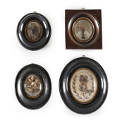 FOUR FRAMED VICTORIAN HAIR MEM