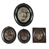 FOUR FRAMED VICTORIAN HAIR MEM