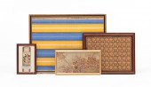 FOUR FRAMED WALLPAPER AND FABR