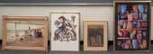 FOUR FRAMED WORKS OF ART AND P