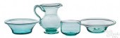FOUR FREE BLOWN AQUAMARINE GLA