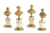 FOUR FRENCH GILT BRONZE AND WH