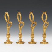  FOUR FRENCH GILT BRONZE DRAGO