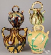 FOUR FRENCH JASPé REDWARE VESS